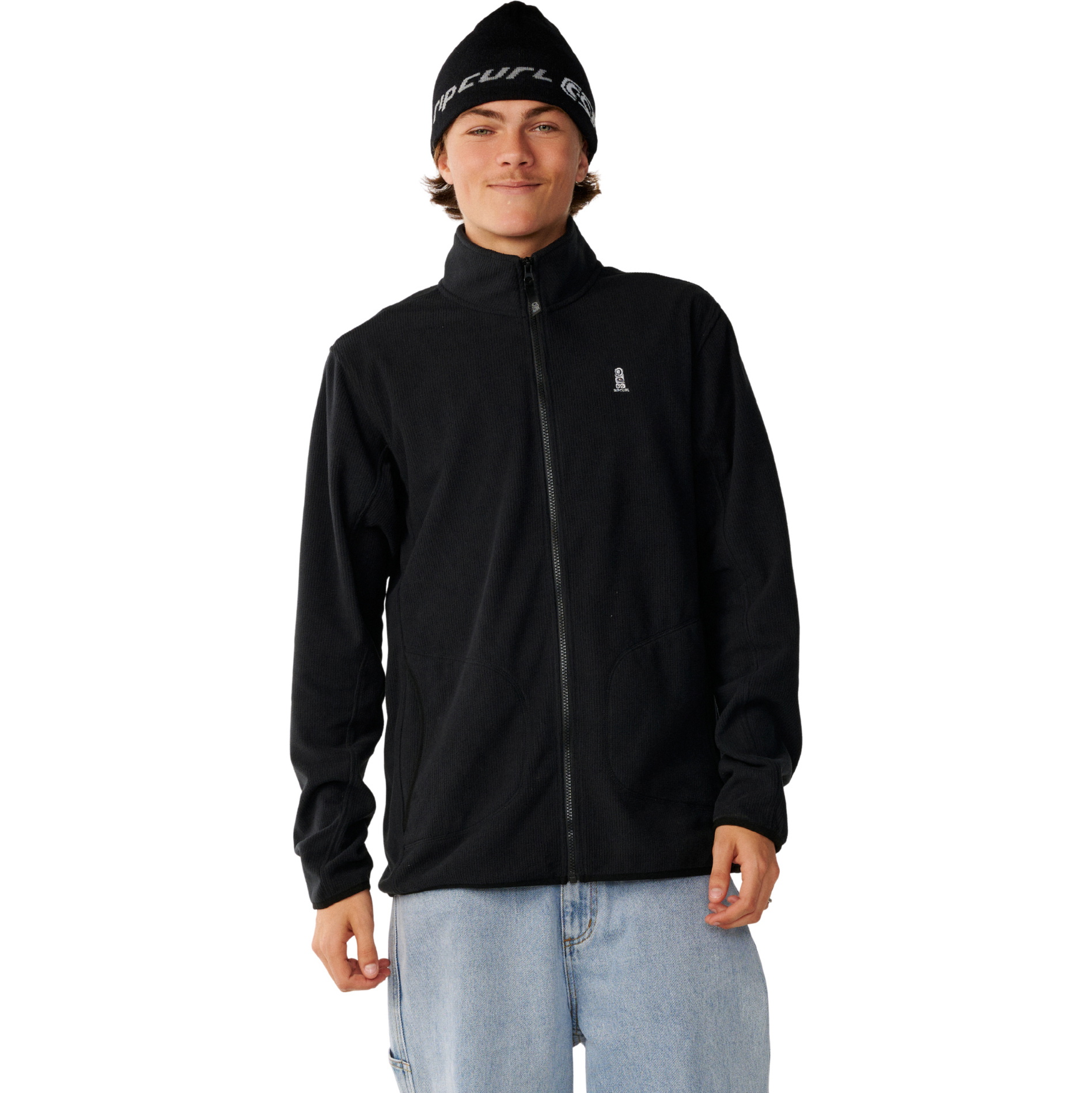 2026 Rip Curl Mens S-Series Polar Zip Thru Crew Sweatshirt 0CBMFL - Black